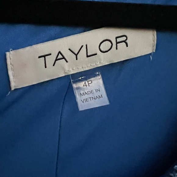 🆕 Taylor Ocean Blue Tweed Mini Dress Petite 12P Party Cocktail Wedding Guest - Picture 8 of 12